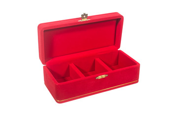 red jewelry box isolated on white