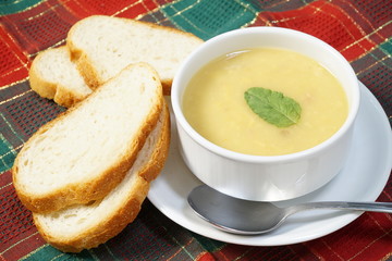 bowl of soup and bread