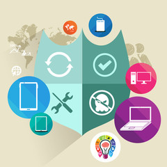 Flat design style modern vector concept of anti virus