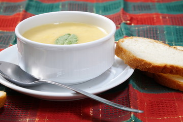 bowl of soup and bread