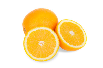 Slice of fresh orange isolated on white background