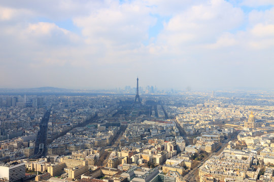 Wide panorama of Paris with Eiffel tower