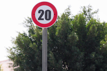 Road sign 20 kilometer per hour