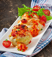 Squash stuffed with vegetables and meat