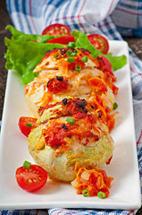 Squash stuffed with vegetables and meat