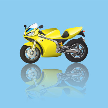 Yellow Superbike Cartoon