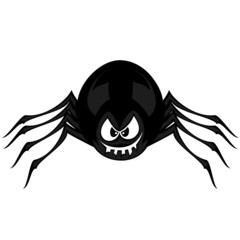 Funny freaky spider smiles ans snarls with angry eyes
