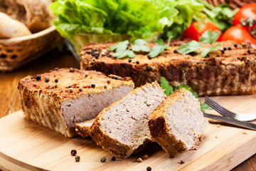 Traditional delicious meat pate with vegetables