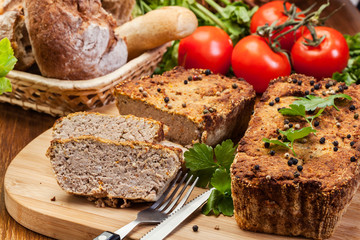 Traditional delicious meat pate with vegetables