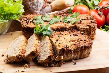 Traditional delicious meat pate with vegetables