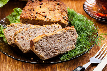 Traditional delicious meat pate with vegetables