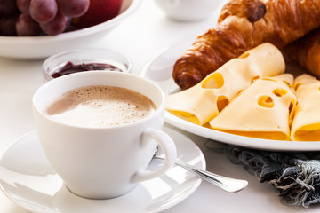 Hot coffee in the morning breakfast