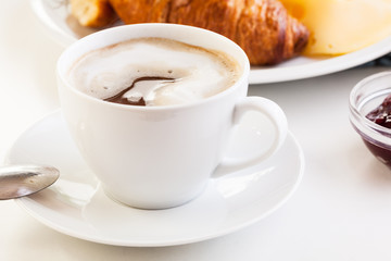 Hot coffee in the morning breakfast