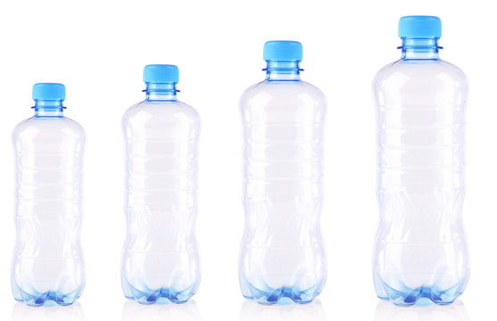 Evolution concept.Plastic bottles isolated on white