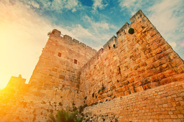 Fototapeta premium Starożytny mur w starym mieście w Jerozolimie