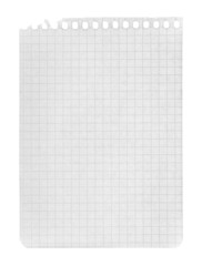 page in a cage torn from a notebook on an isolated white backgro