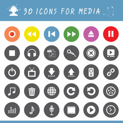 music button icon set