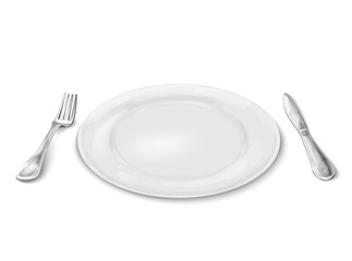 Plate with knife and fork