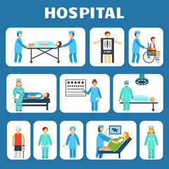 Medical flat pictograms set