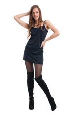 Fototapeta premium Young beautiful sexy brunette smiling woman