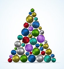 Christmas tree with toys on white background