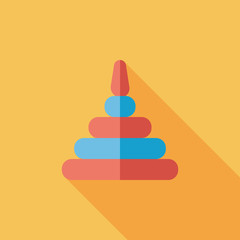 Pyramid toy flat icon with long shadow,eps10