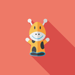 Giraffe hand puppet flat icon with long shadow,eps10
