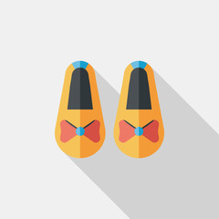 baby booties flat icon with long shadow
