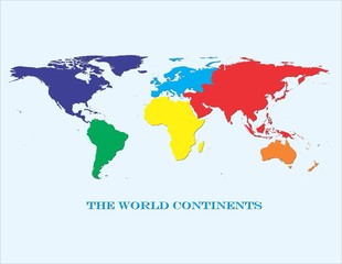 Fototapeta na wymiar World Continents in Color