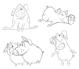 A set of pigs. Coloring book