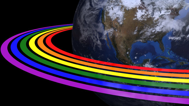 Earth with LGBT rainbow