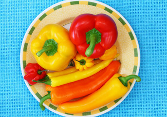 Plate full of peppers and chili peppers