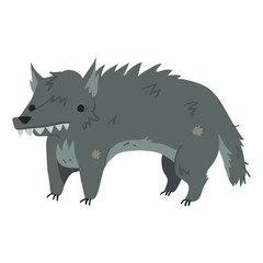 Funny cartoon wolf illustration mascot.