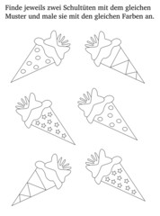 Arbeitsblatt: Gleiche Schultüten finden