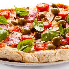 Pizza on white background