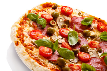 Pizza on white background