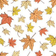 Seamless background of autumn color leaves