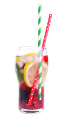 Glass of berry cocktail on white background isolated