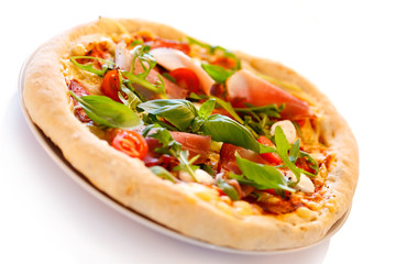 Pizza on white background