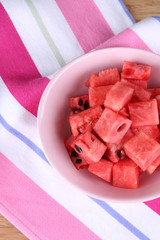 Slices of watermelon in pink plate