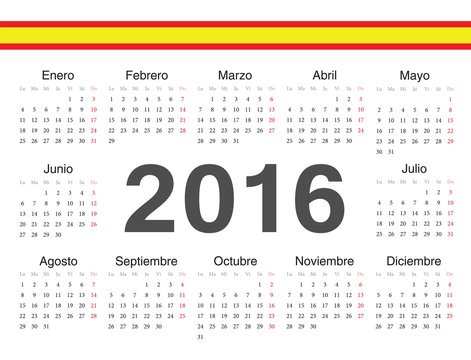 Vector spanish circle calendar 2016