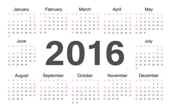 Vecto rcircle calendar 2016