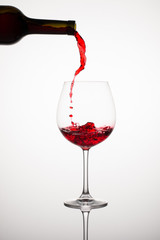 Red Wine Glass with Bottle
