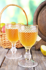 Still life with tasty apple cider and fresh apples,