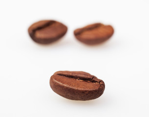Coffee Beans isolated on white. Soft focus.