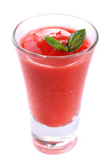 Gazpacho soup in glass isolated on white