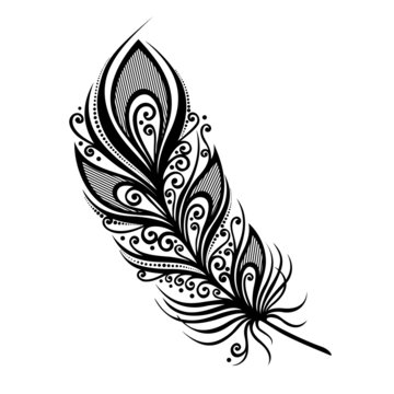 Peerless Decorative Feather (Vector), Patterned design, Tattoo
