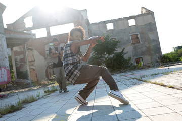 Energetic young African American hip hop dancer