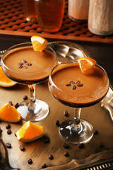 Espresso cocktail served on table