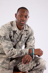 Black military man looking at the camera